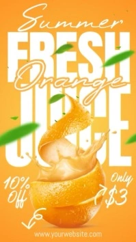Orange Typographic Summer Fresh Juice Ad Instagram Story template