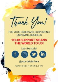 Orange Typographic Thank You A5 template