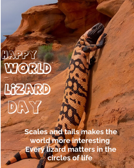 Plantilla de Orange Typographic World Lizard Day Instagram Portrait ...