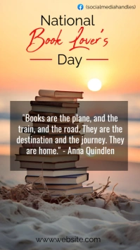Orange Typography National Book Lovers Day Di Digitale display (9:16) template
