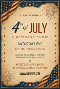 Orange Vintage 4th of July Celebration Poster โปสเตอร์ template