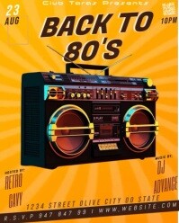 Orange Vintage Back To 80's Instagram Portrait template