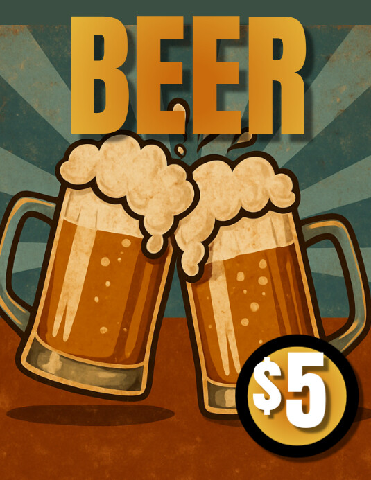 Orange Vintage Beer Volantino (us Letter) template