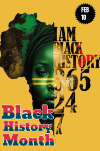 Orange Vintage Black History Month Pinterest Graphic template