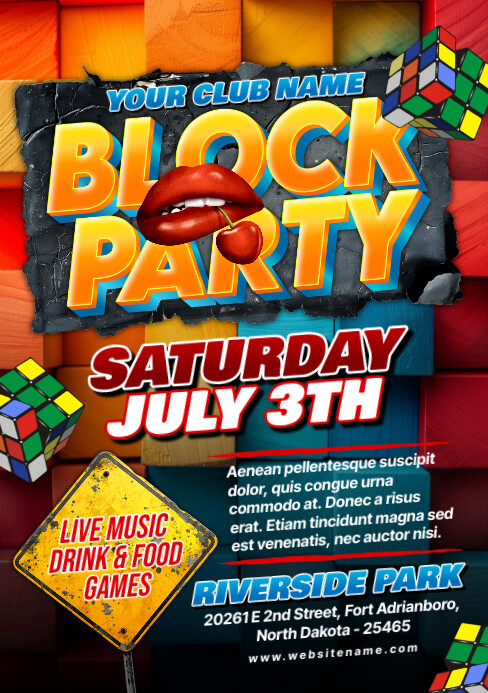 Orange Vintage Block Party A5 template