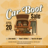 Orange Vintage Car Boot Sale Instagram Post template