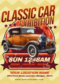 Orange Vintage Classic Car A5 template