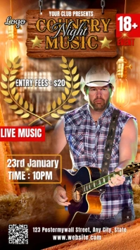 Orange Vintage Country Music Party Instagram Story template