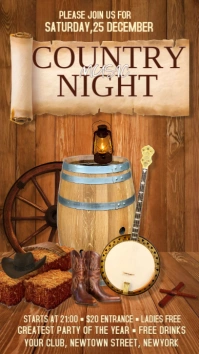 Orange vintage country music night Instagram story template