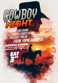 Orange Vintage Cowboy Night A5 template