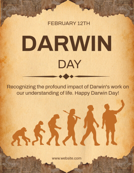 Copy of Orange Vintage Darwin Day Flyer (us Letter) | PosterMyWall