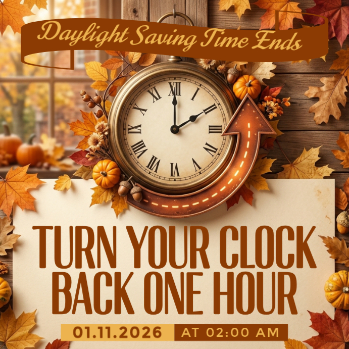 Modèle Orange Vintage Daylight Saving Time Ends Announcement Instagram ...
