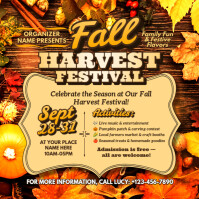 Orange Vintage Fall Harvest Festival Instagram Post template