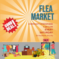 Orange Orange Vintage Flea Market Instagram Post Instagram-opslag Template