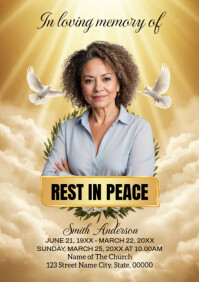 Orange Vintage Funeral Program Templates A4