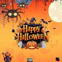 Orange Vintage Halloween  Instagram Post template