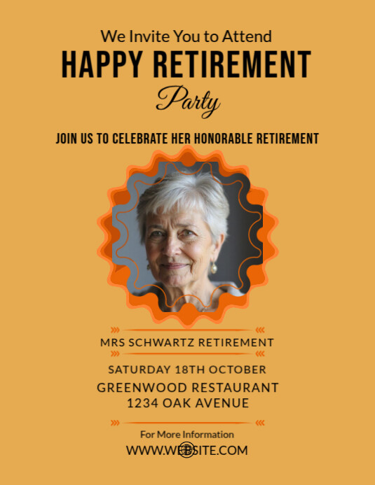 Modèle Orange Vintage Happy Retirement Flyer (us Letter) | PosterMyWall
