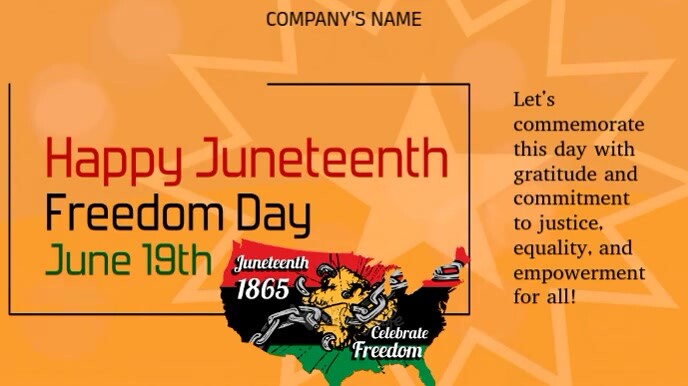 Orange Vintage Juneteenth Wishes Digital Display (16:9) template