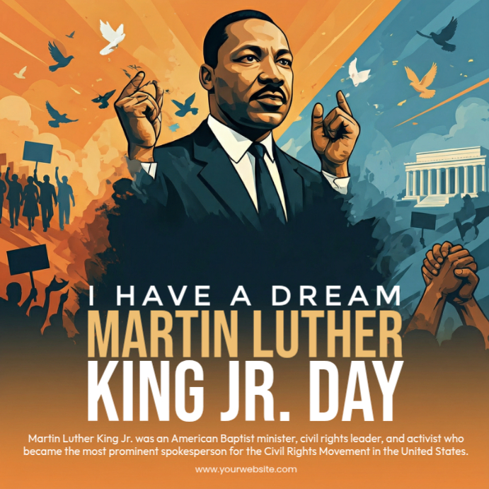 Copy of Orange Vintage Mlk Day Instagram Post | PosterMyWall
