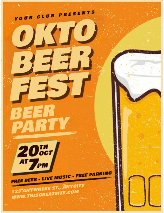 Orange Vintage Oktobeer Fest Party Flyer (us Letter) template