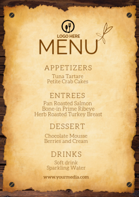 Orange Restaurant Menu A2 Template | PosterMyWall