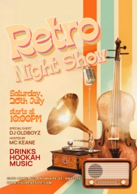 Orange Vintage Retro Night Show A4 template
