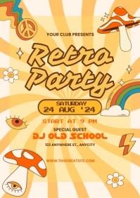 Orange Vintage Retro Party A4 template