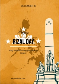 Orange Vintage Rizal Day  A4 template