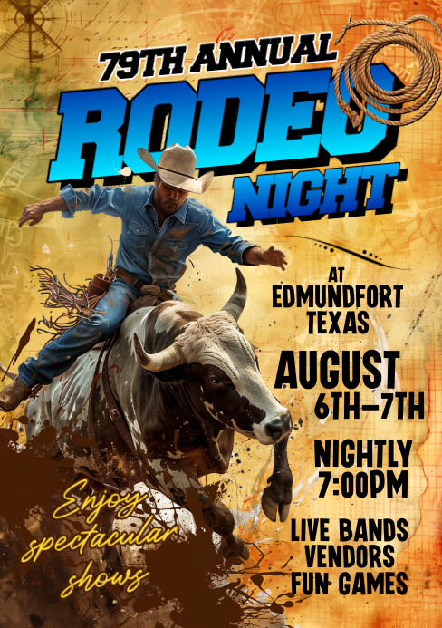 Orange Vintage Rodeo A5 Template | PosterMyWall