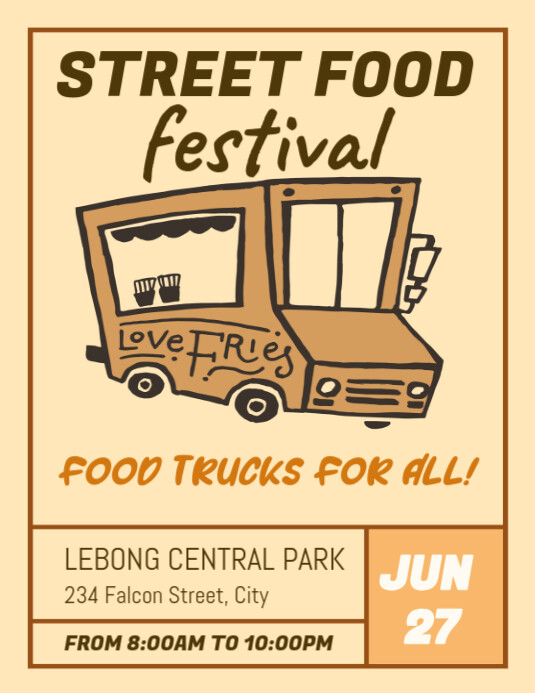 Orange Vintage Street Food Festival Flyer (us Letter) Template ...