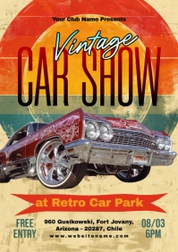 Orange Vintage Vintage Car Show A5 template