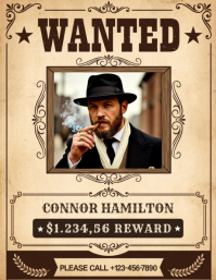 Orange Wanted Poster Løbeseddel Template