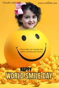Orange Vintage World Smile Day Pinterest Graphic template