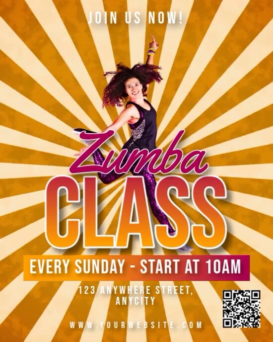 Orange Vintage Zumba Classes Instagram Portrait template