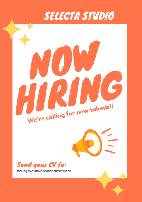 Orange We Are Hiring A4 template