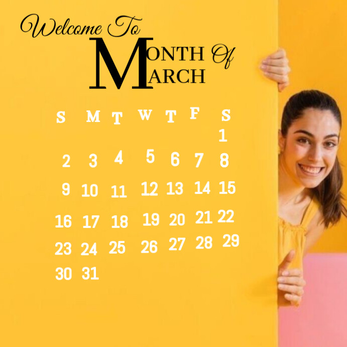 March Post Orange Welcome To March Instagram Post Template | PosterMyWall