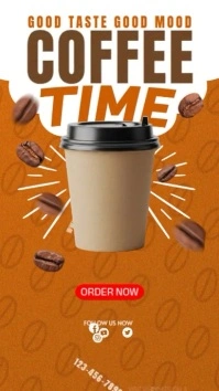 Orange White 3d Coffee Ad Instagram Story template