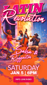 Orange white and purple Maximalist Joyful Latin Party  – Salsa & Reggaeton Instagram Story ads template