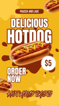 Orange  Yellow And White Modern Hotdog Food I Instagram Story template