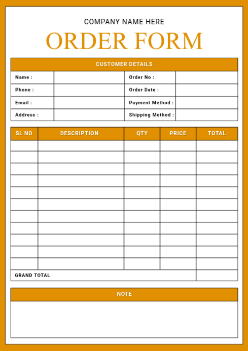 Order Form Design Template | PosterMyWall