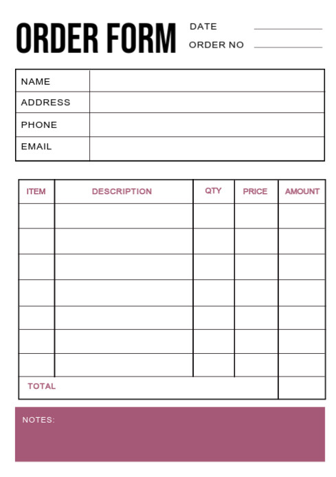 PURCHASE ORDER FORM Template | PosterMyWall