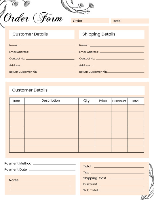 Order Form template Volantino (US Letter)