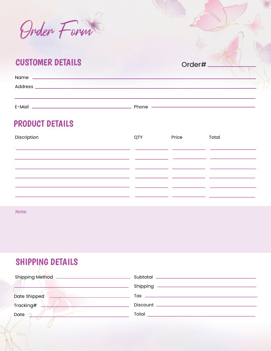 Order Form template Flyer (US-Letter)