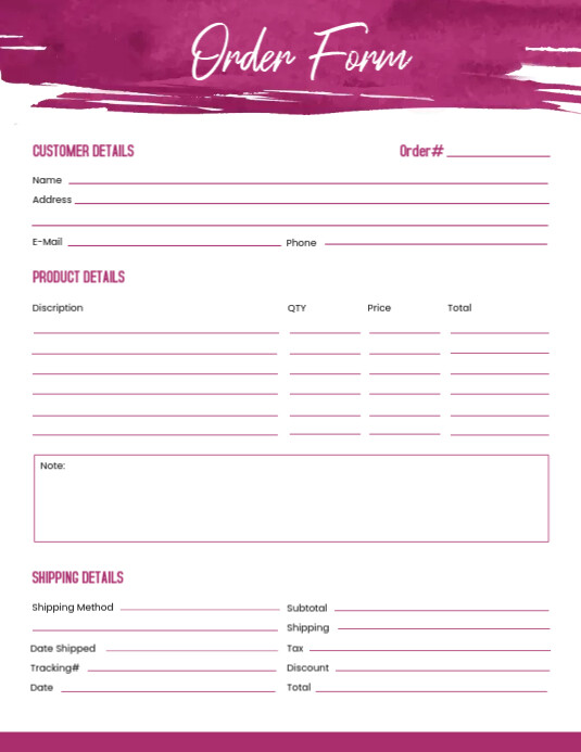 Order Form template Flyer (US Letter)
