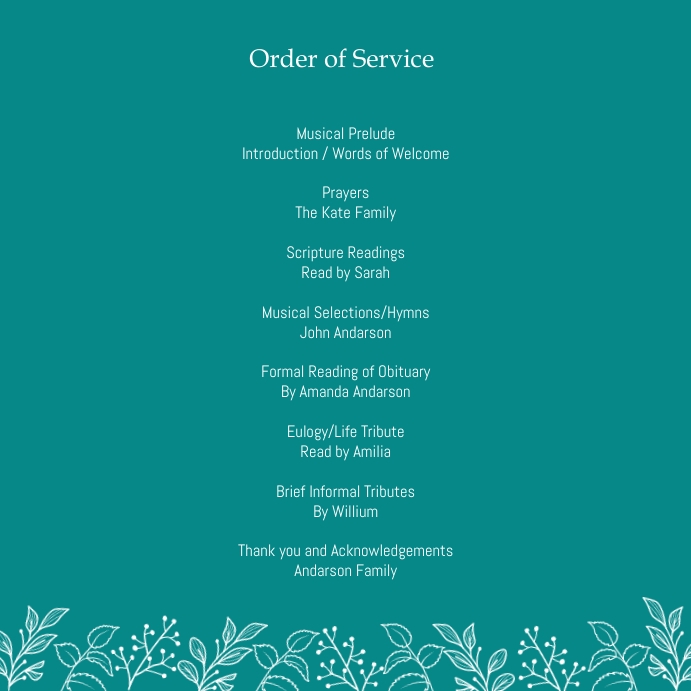 Order of Service template PosterMyWall Order of Service template PosterMyWall