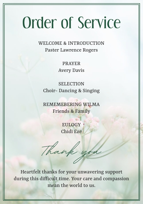 Copy of Order of Service Template PosterMyWall Copy of Order of Service Template PosterMyWall