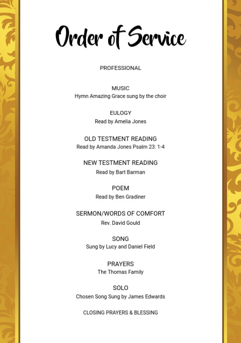 Order of Service template | PosterMyWall