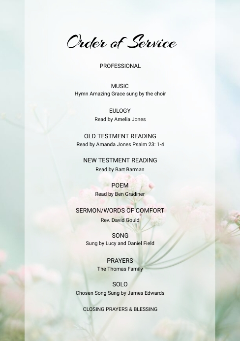 Program Order Design Program Order Of Service – Order Of Service Funeral Sample – QGWR
