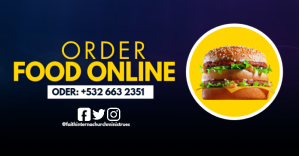 Black Online Food Ordering Facebook Shared Image Template