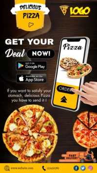 Order pizza online Flyer Digitalt display (9:16) template